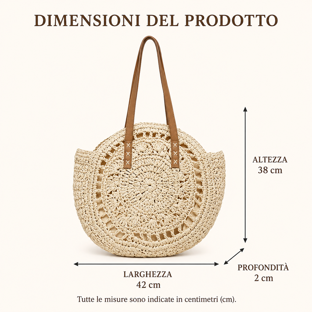 Linda | Bolso redondo de paja trenzada - avellana