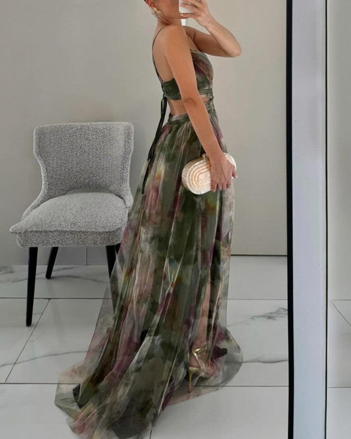Gisella | Encantador Vestido Largo con Estampado Floral