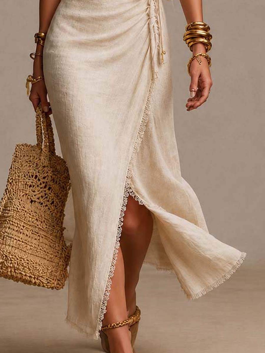 Tatiana | Vestido midi  con escote cruzado y encaje