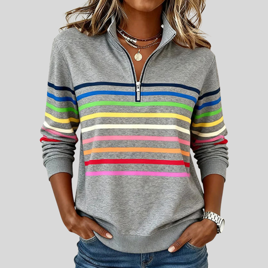 Fantine | Sudadera de rayas con cremallera de un cuarto