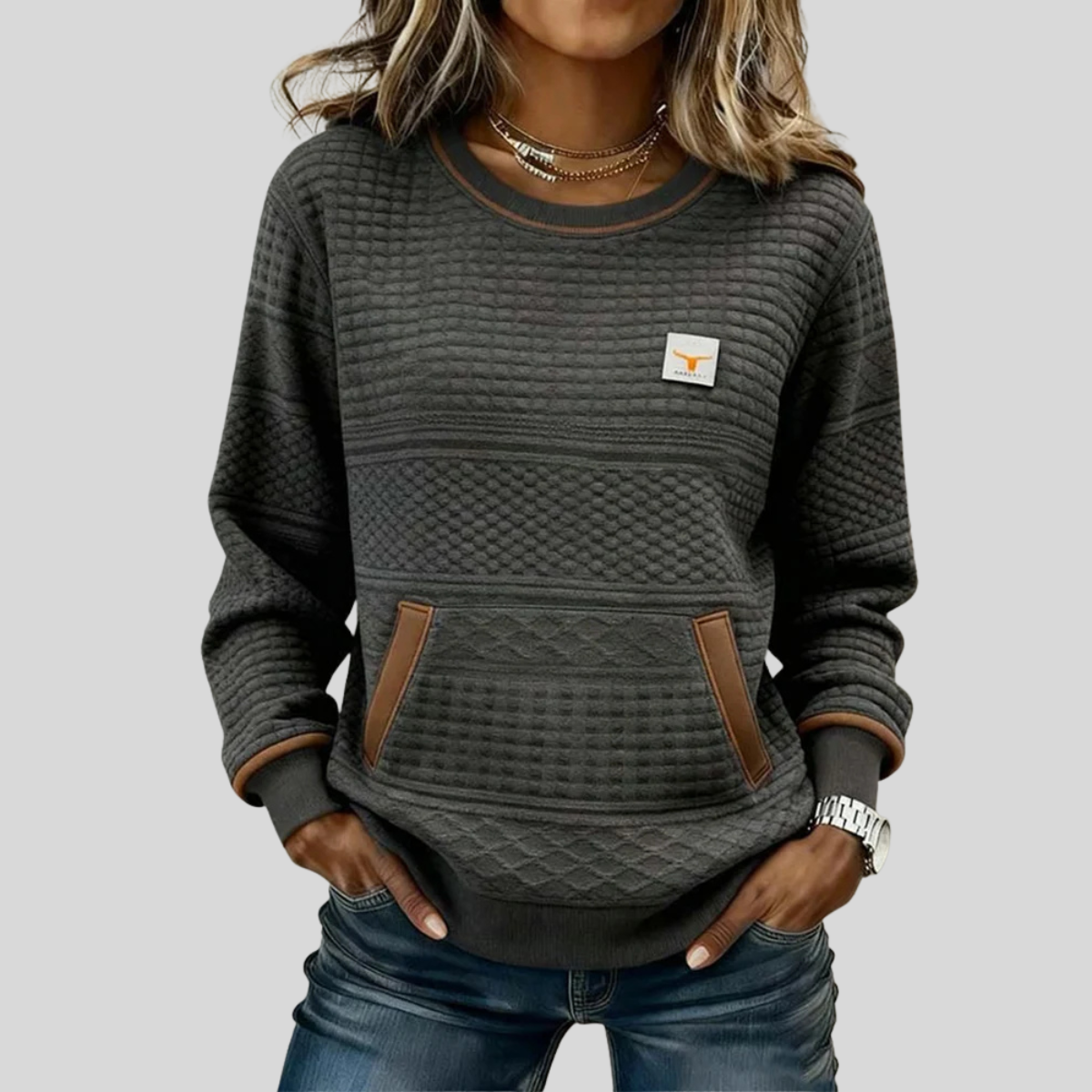 Céline | Sudadera de cuello redondo con bloques de color