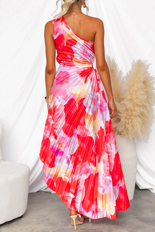 Yanira | Vestido plisado de un solo hombro