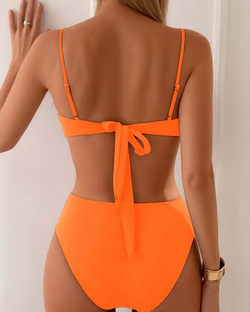 Locura por el coral | Bikini de dos piezas sexy y a la moda