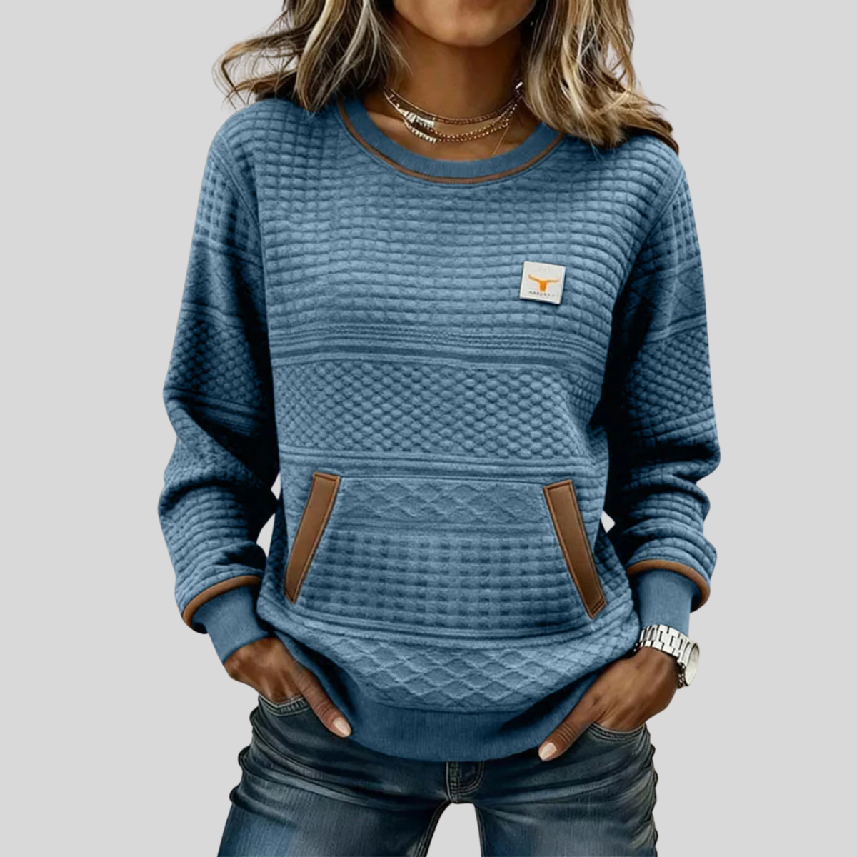 Céline | Sudadera de cuello redondo con bloques de color