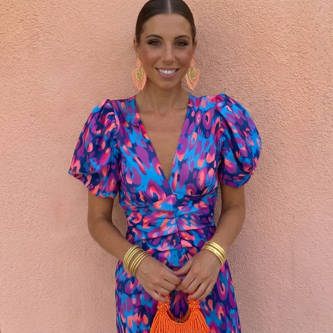 Vestido con mangas plisadas