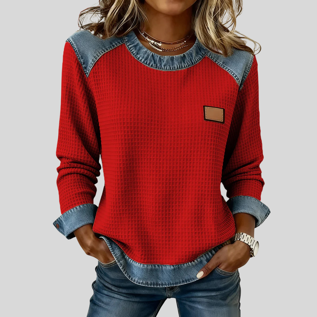 Roxane | Sudadera de patchwork con textura gofrada