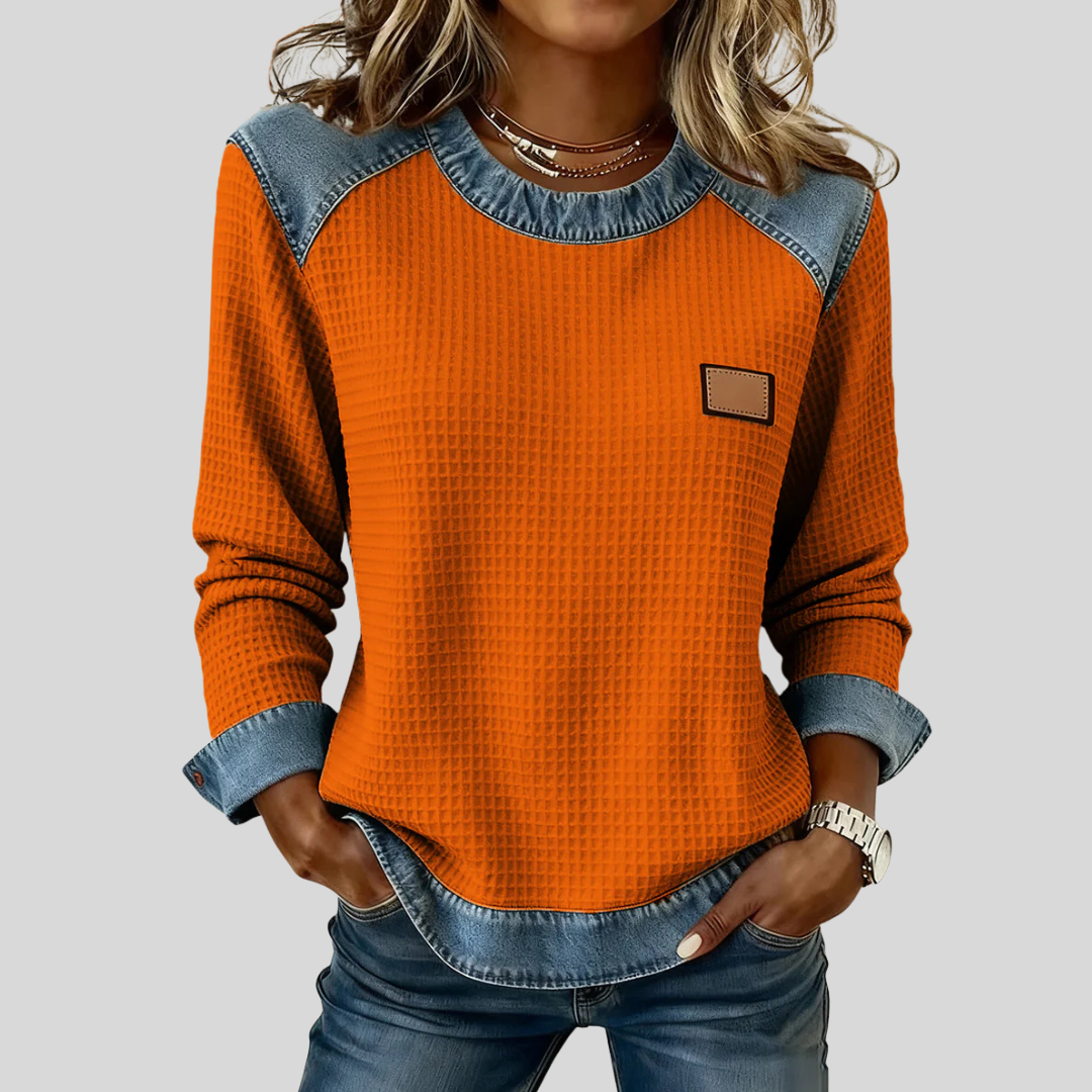 Roxane | Sudadera de patchwork con textura gofrada