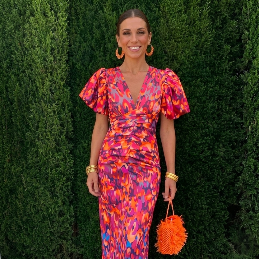 Vestido con mangas plisadas