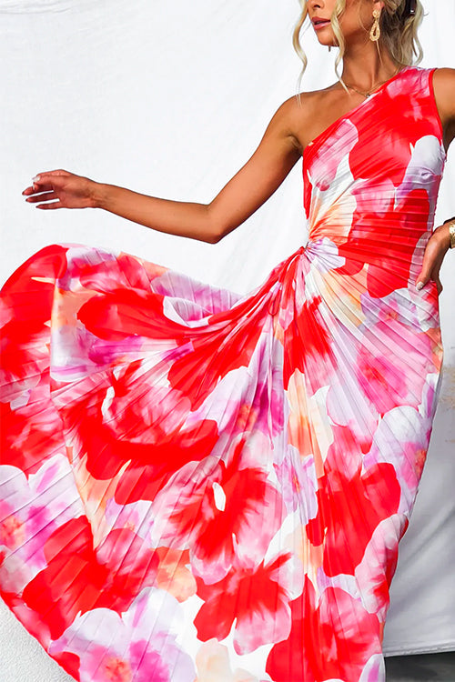 Yanira | Vestido plisado de un solo hombro