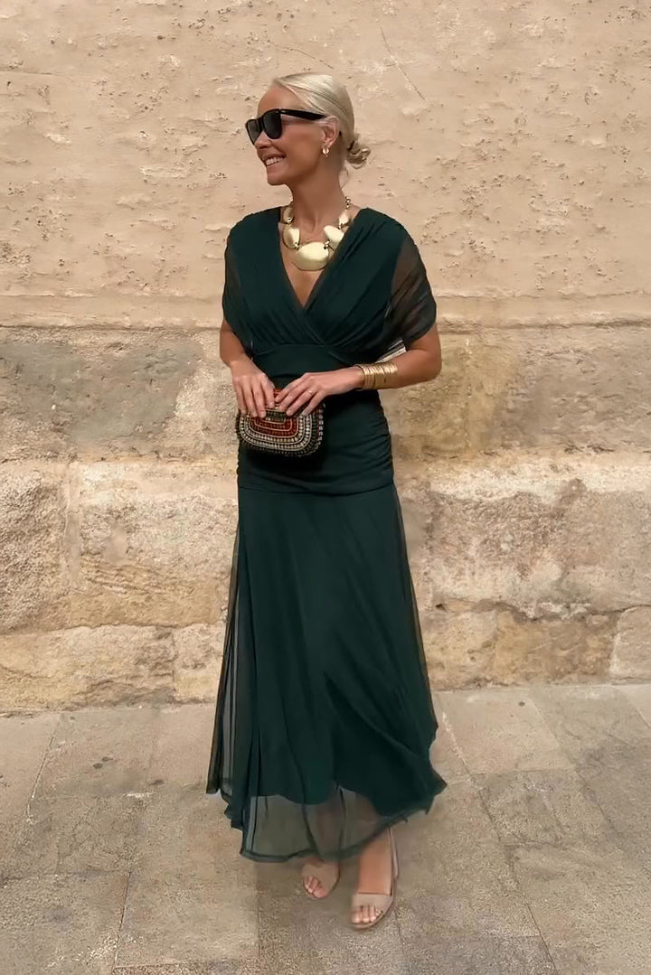 Luisa | Elegante vestido largo de fiesta con cuello en V