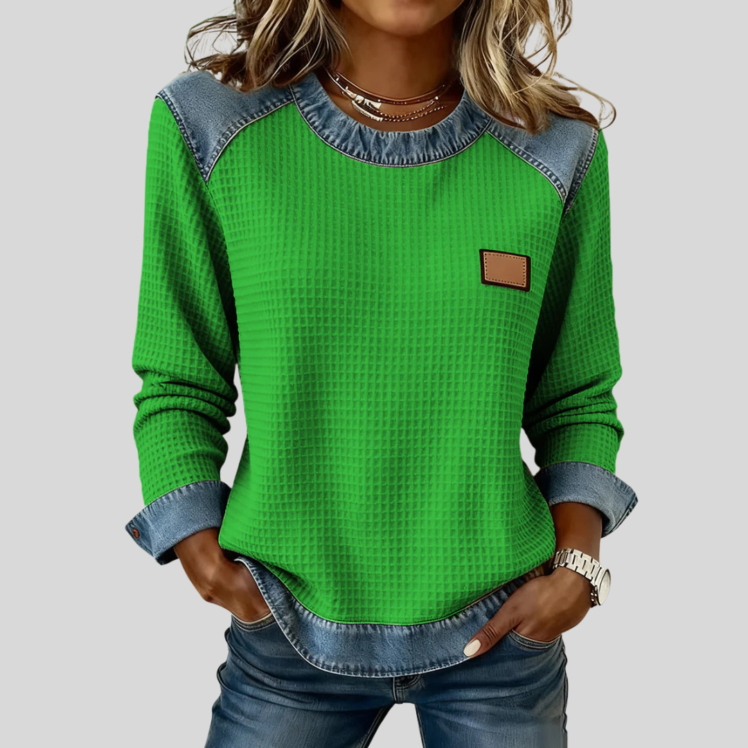 Roxane | Sudadera de patchwork con textura gofrada
