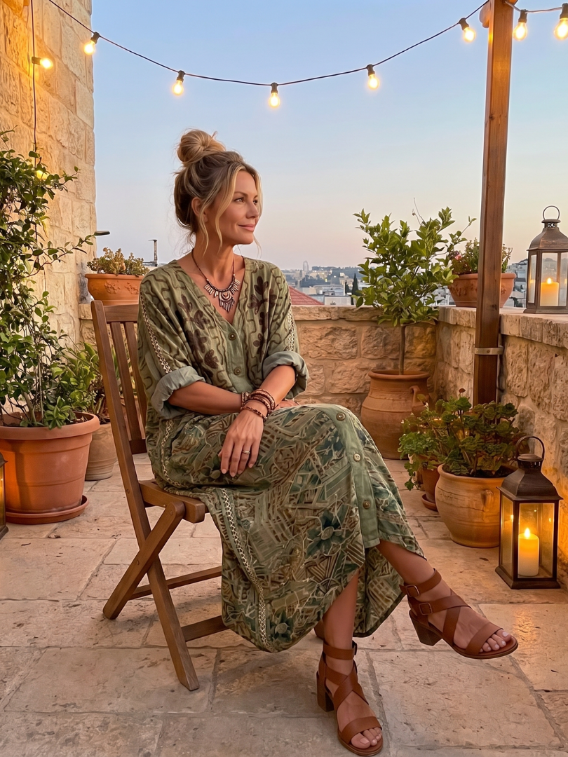 Sandra | Vestido midi extragrande con botones frontales y bolsillos