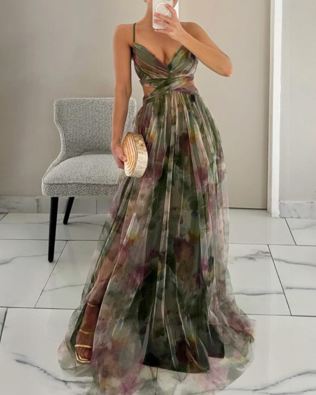 Gisella | Encantador Vestido Largo con Estampado Floral