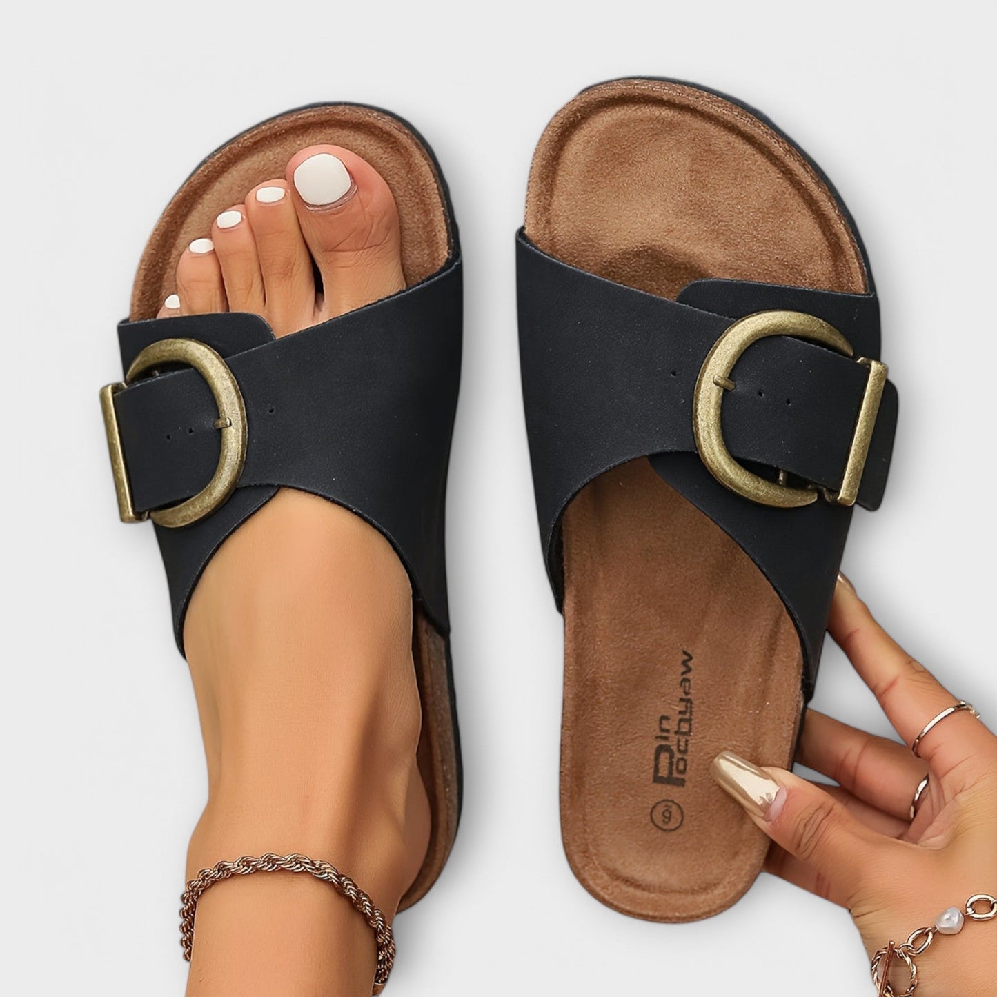 Margarida - Sandalias de corcho para mujer con diseño de hebilla