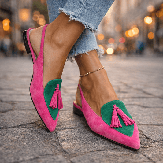 Sandalias de talón abierto con borlas de Lorina