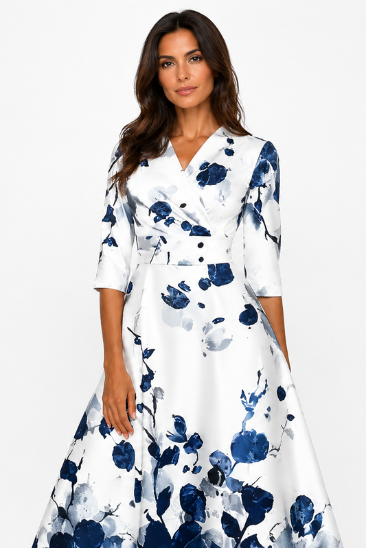 CALLA | Vestido largo floral con corte esculpido para una elegancia llena de seguridad en una misma