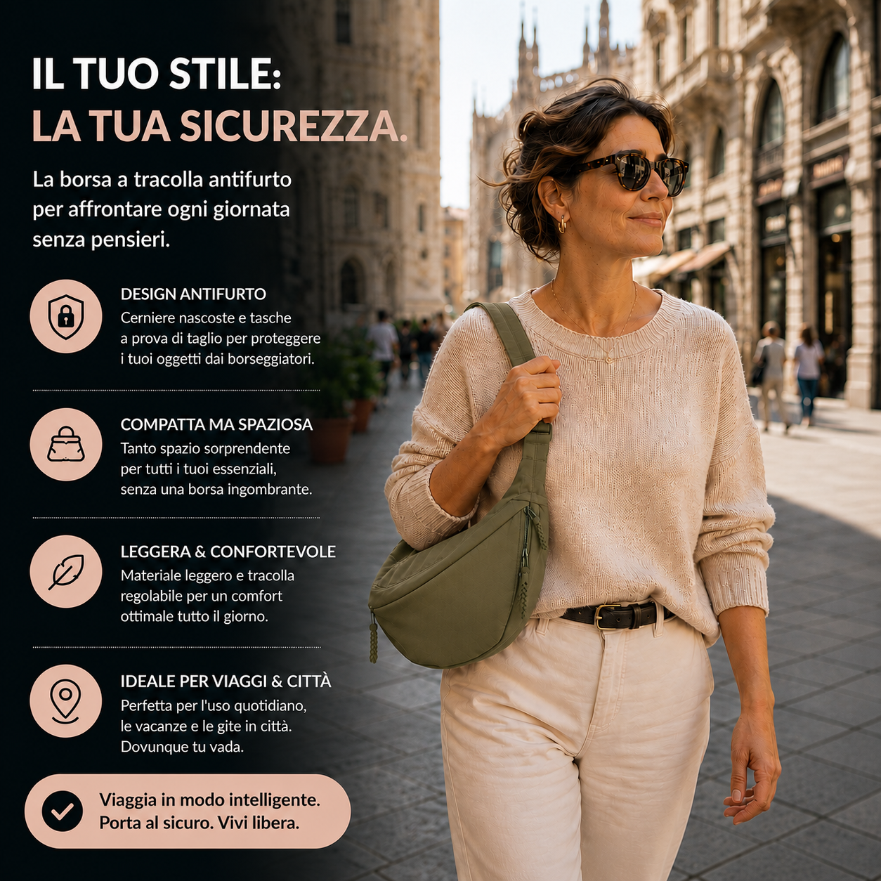 Viola | Bolso de hombro verde oliva