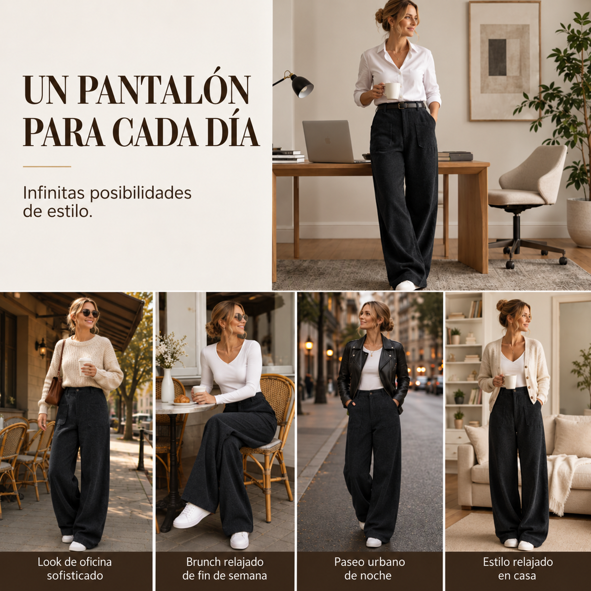 Pantalón ancho de corte relajado para mujer
