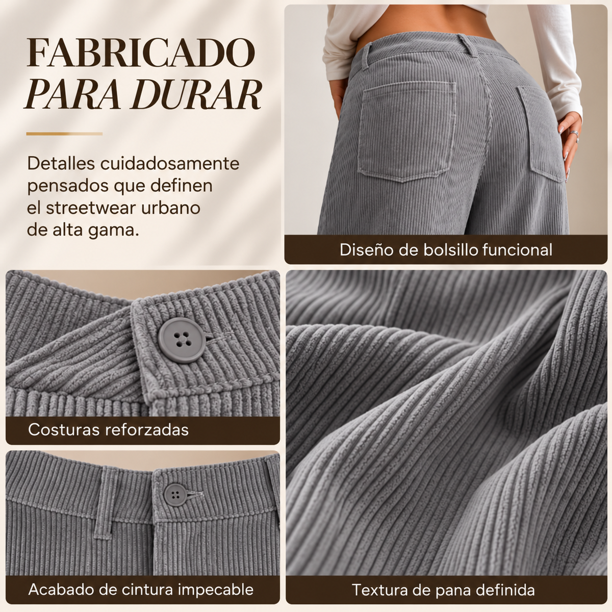 Pantalón ancho de corte relajado para mujer