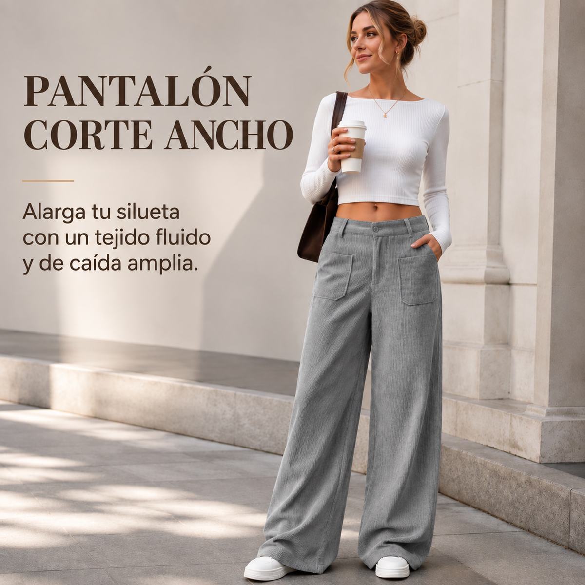 Pantalón ancho de corte relajado para mujer