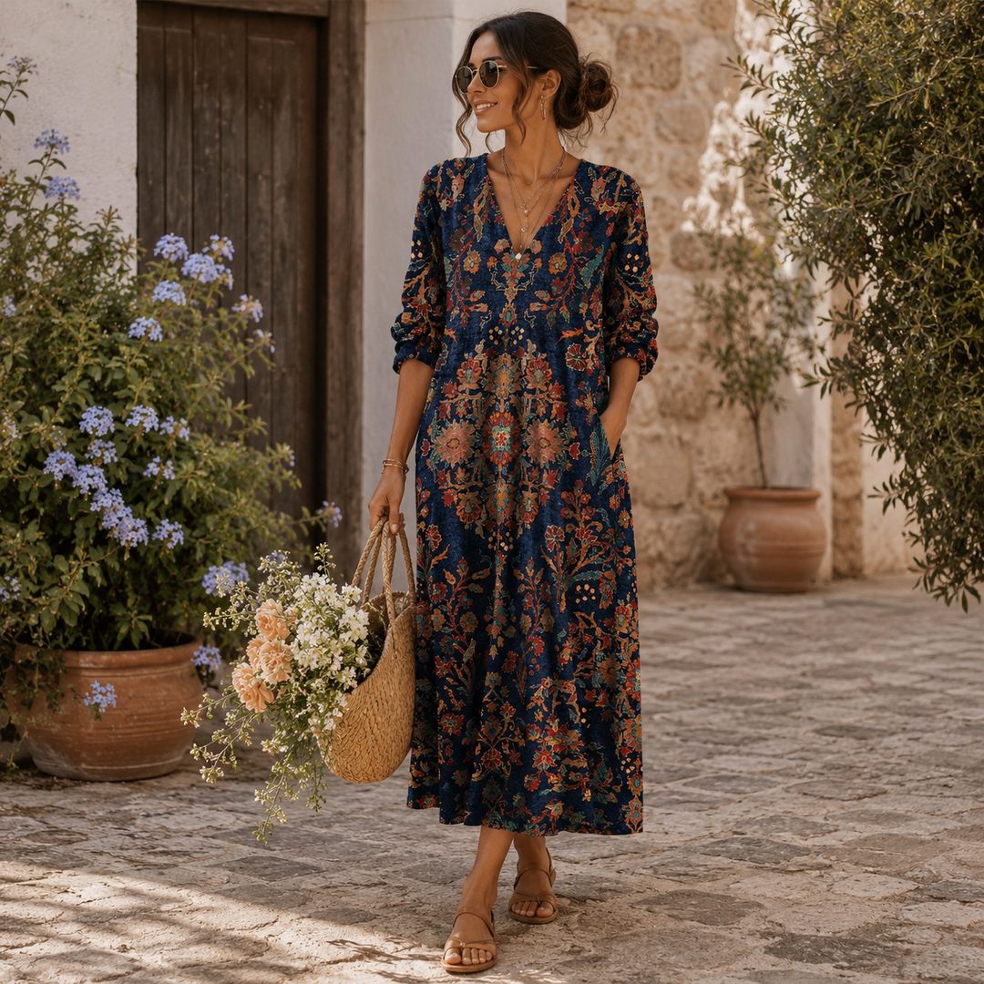 Elena | Vestido Largo Vintage Midnight