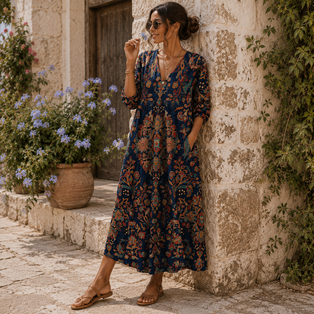 Elena | Vestido Largo Vintage Midnight