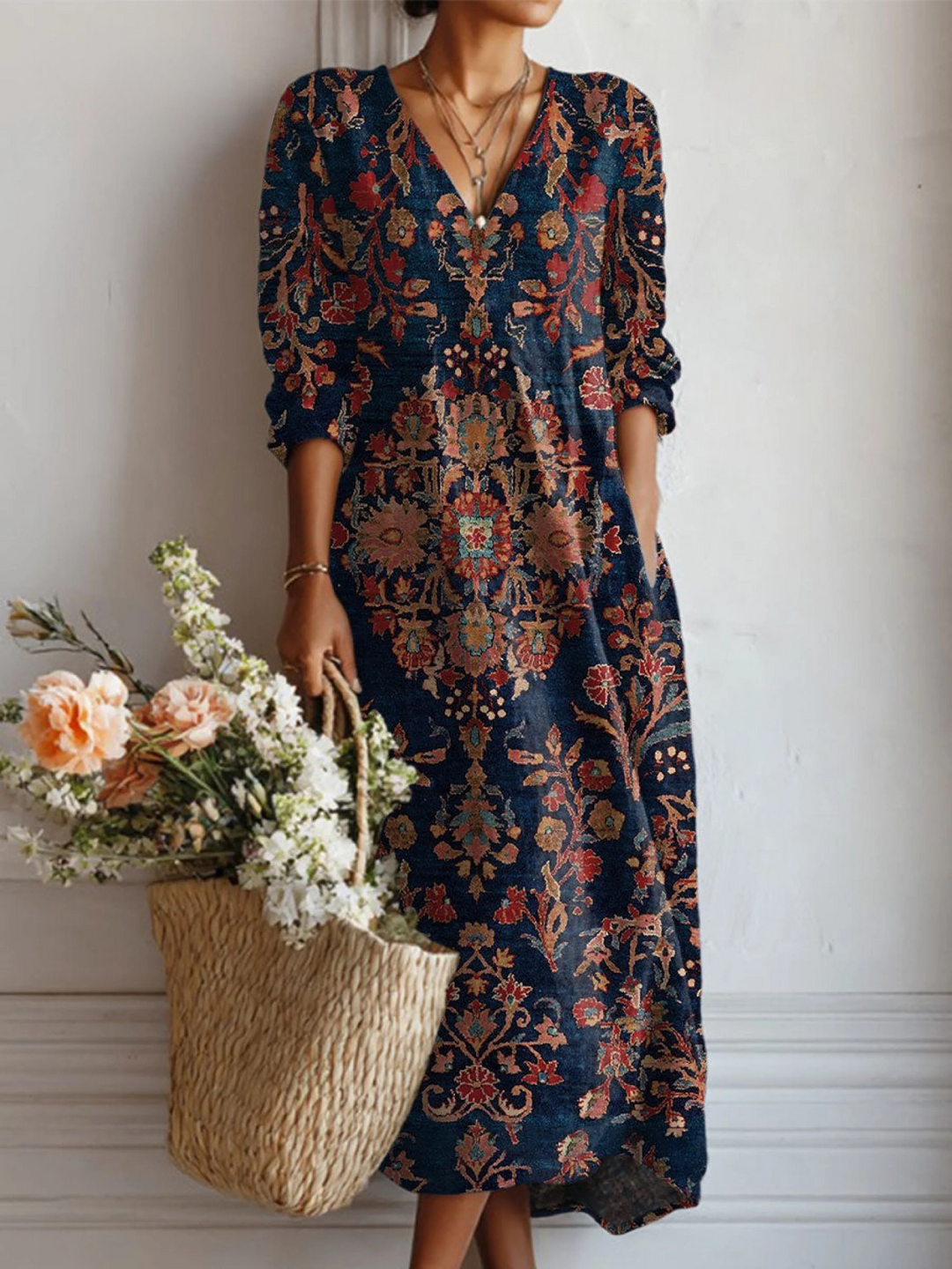 Elena | Vestido Largo Vintage Midnight