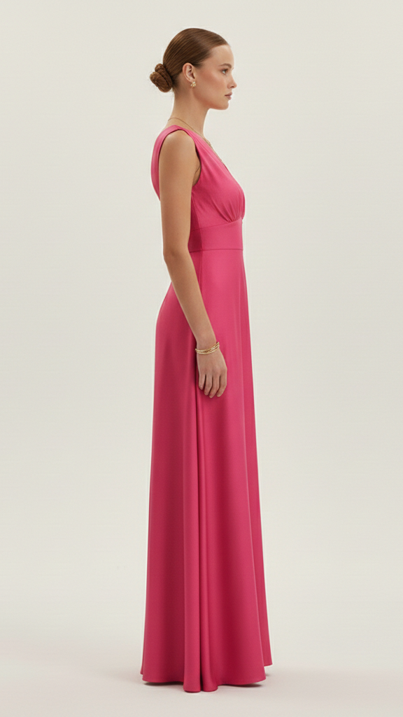Vestido largo para mujer sin mangas y con escote en V profundo