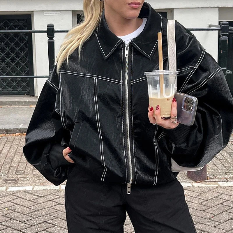 Jacqueline | Chaqueta de Cuero Oversize