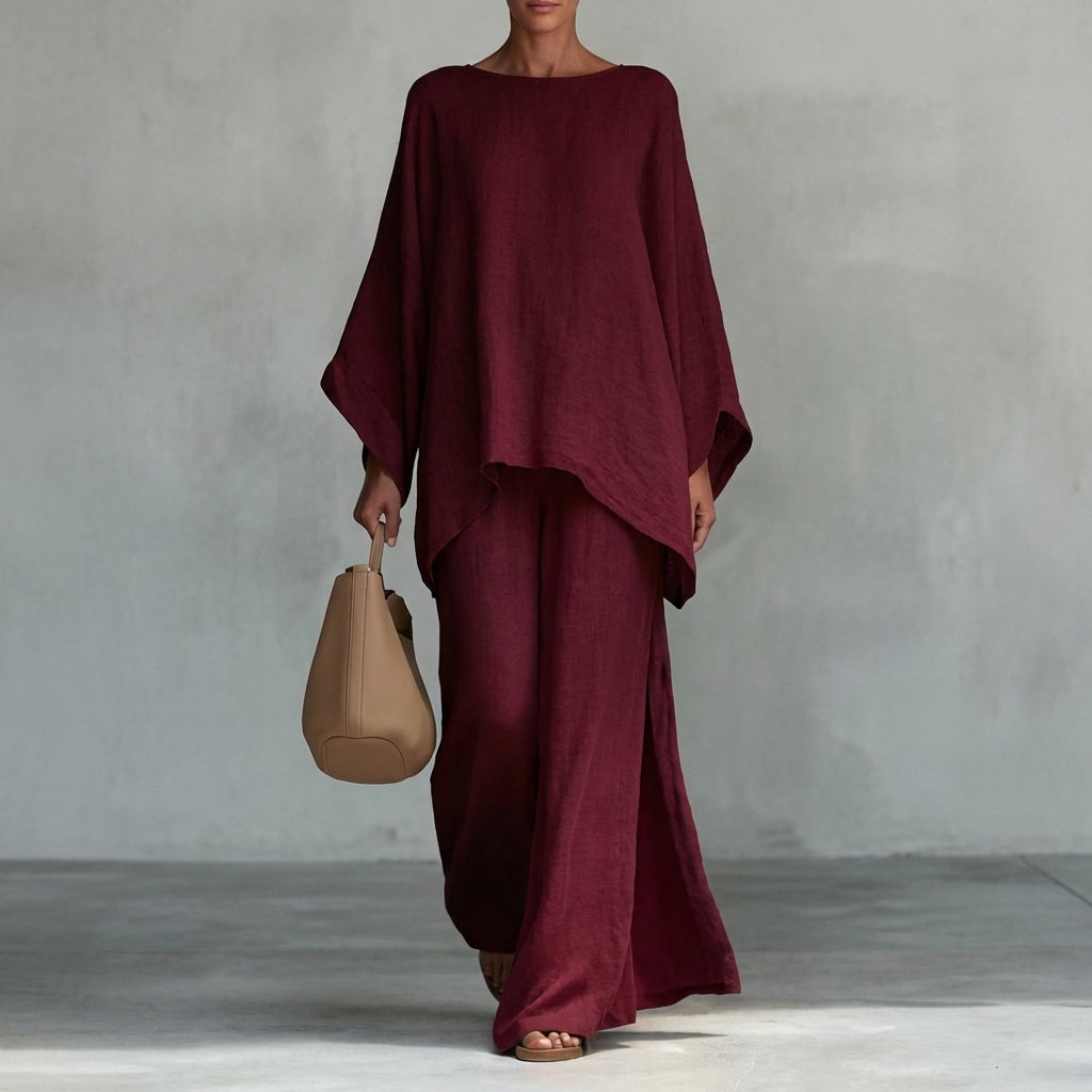 Christine | Conjunto de dos piezas con mangas largas y pantalón ancho