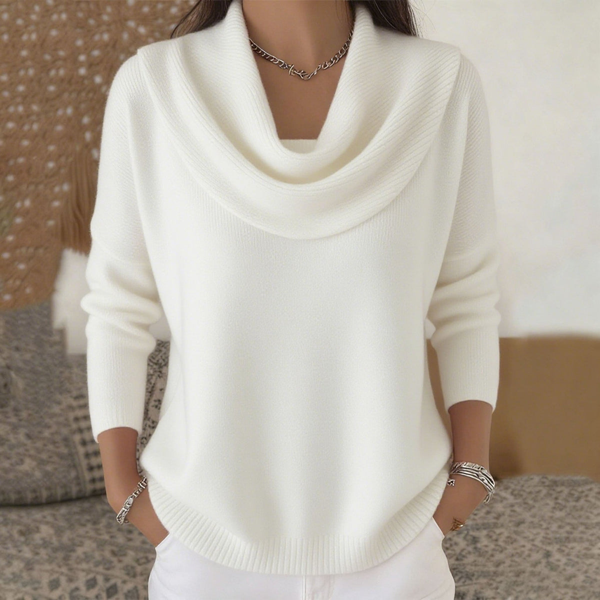 Julia | Jersey con cuello drapeado