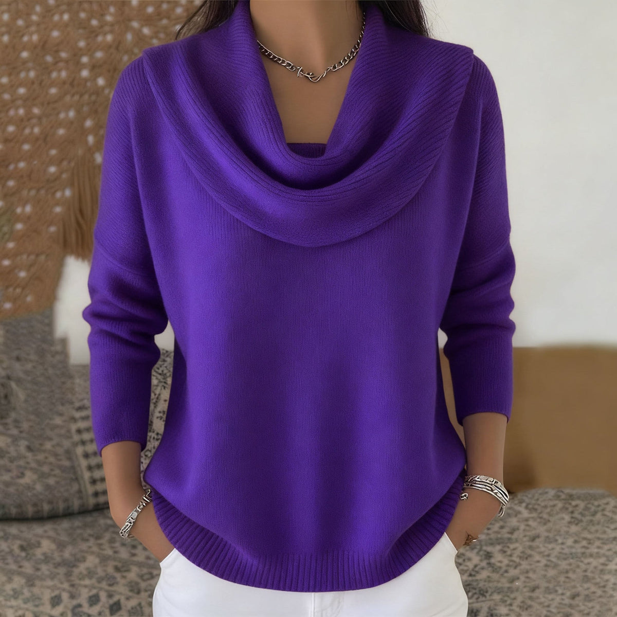 Julia | Jersey con cuello drapeado