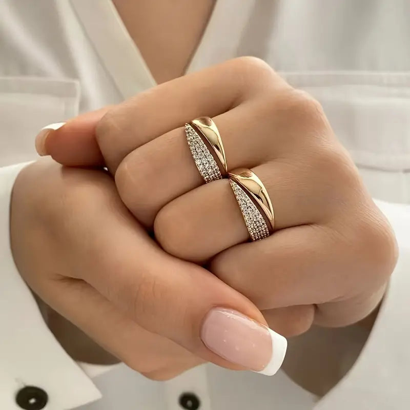 Elegante Anillo de Oro con Piedras Brillantes (1+1 GRATIS)