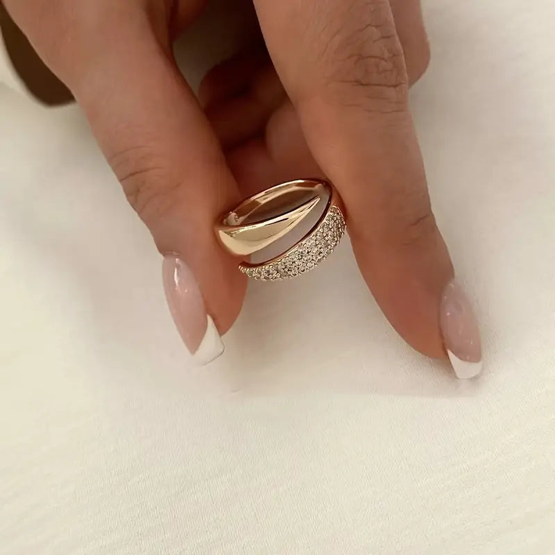 Elegante Anillo de Oro con Piedras Brillantes (1+1 GRATIS)