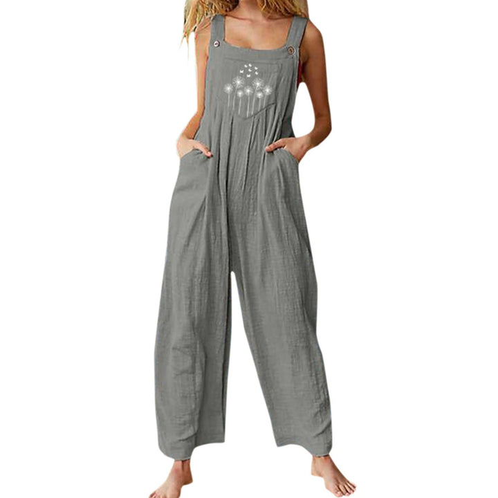 Mono corto casual y holgado para mujer, estilo bohemio, sin mangas, con cuello cuadrado y estampado floral.