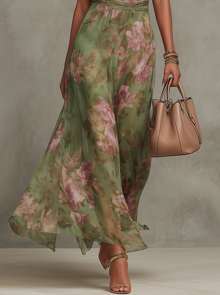 Livia | Vestido Maxi Halter Estampado Floral Elegante