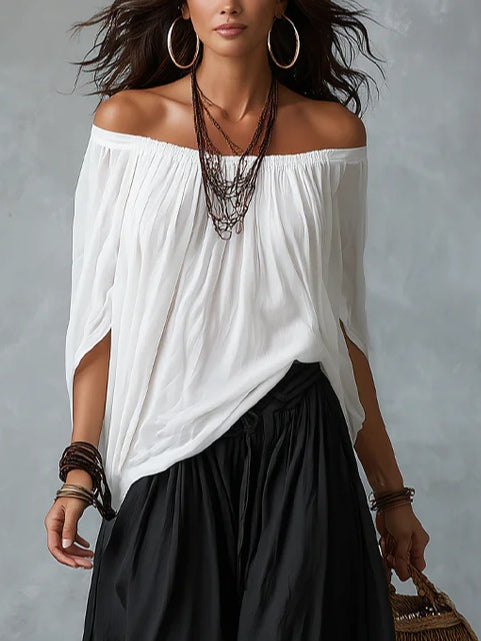 Luna · Conjunto de hombros descubiertos y pantalón fluido
