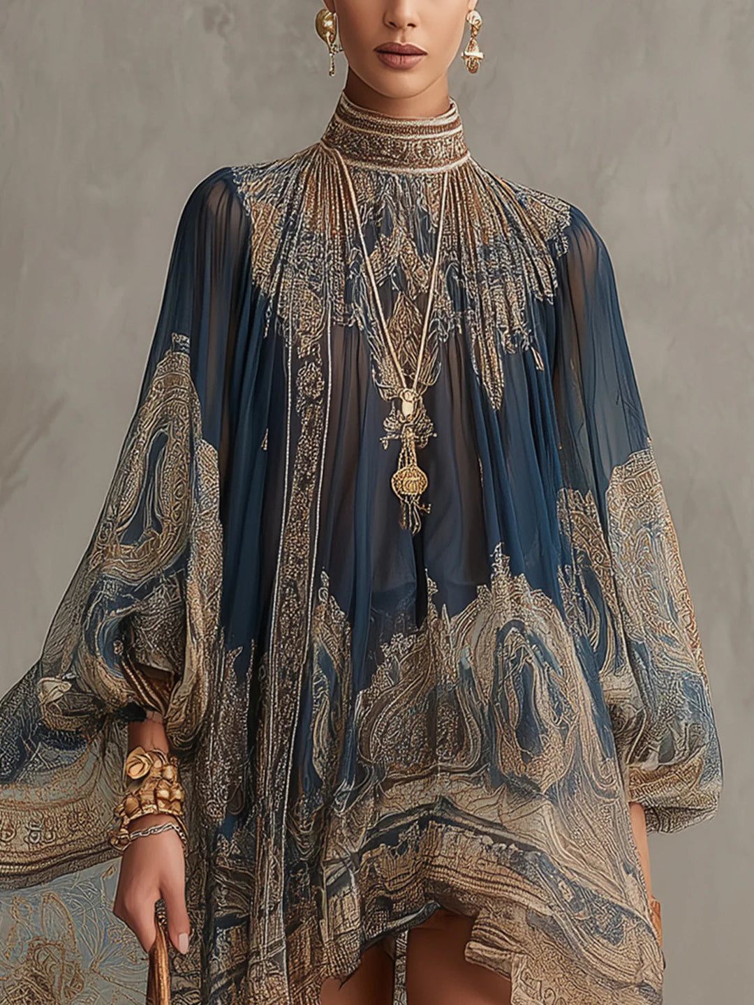 Silvia | Vestido Barroco Azul Marino