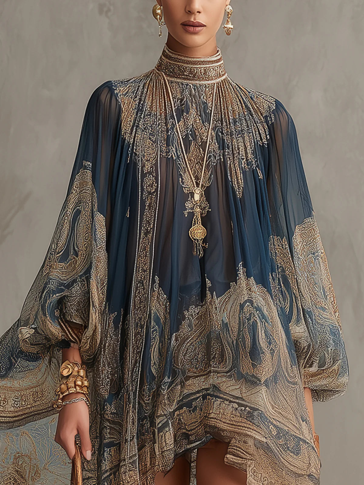 Silvia | Vestido Barroco Azul Marino