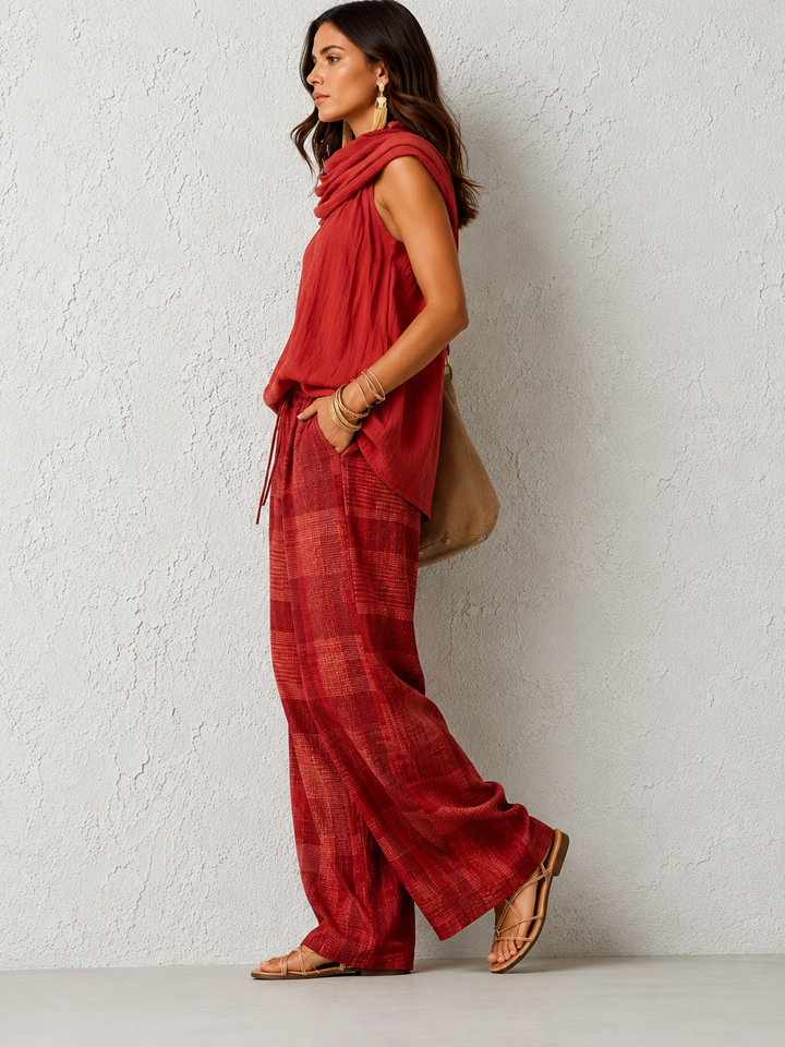 Conjunto Natural Cómodo y Elegante Rojo