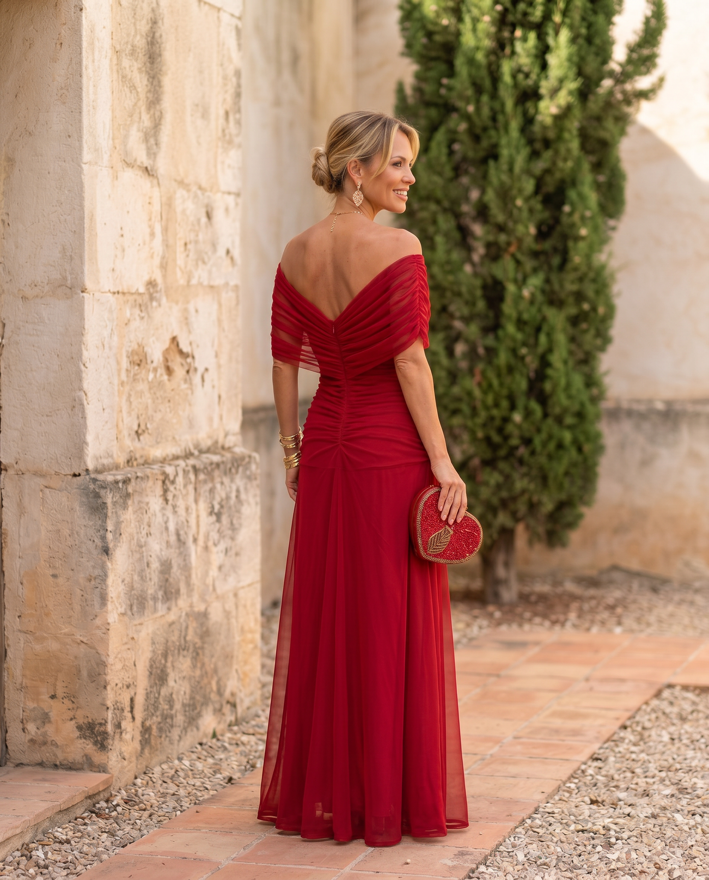 Vestido maxi elegante para fiesta con escote en corazón