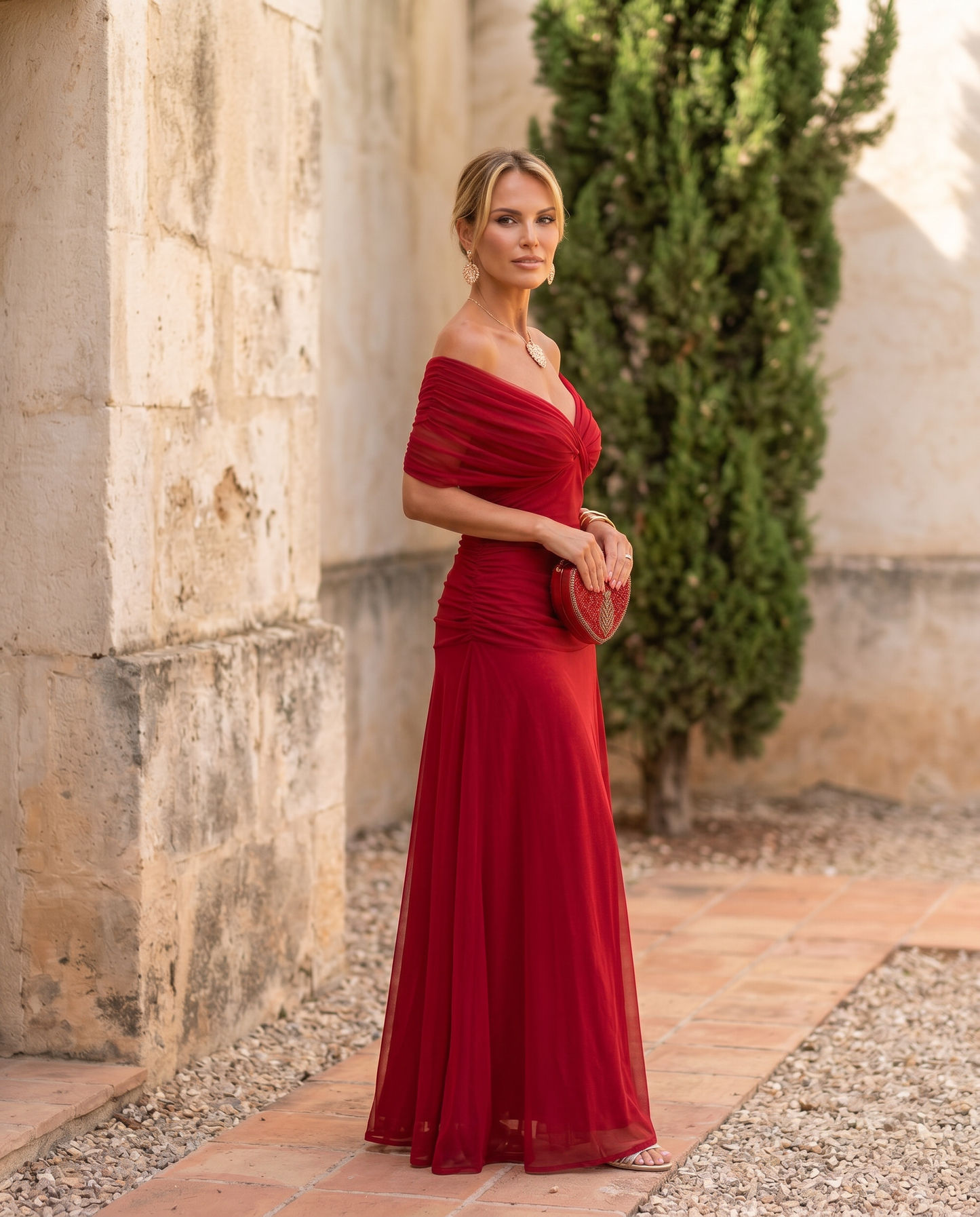 Vestido maxi elegante para fiesta con escote en corazón