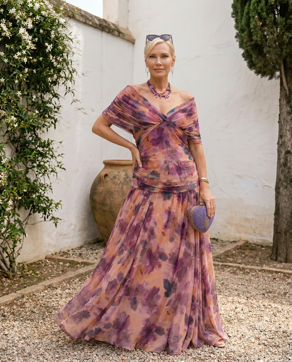 Vestido maxi elegante para fiesta con escote en corazón