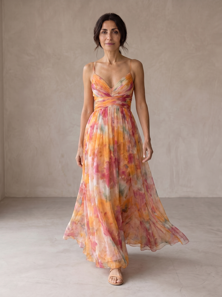Gisella | Encantador Vestido Largo con Estampado Floral
