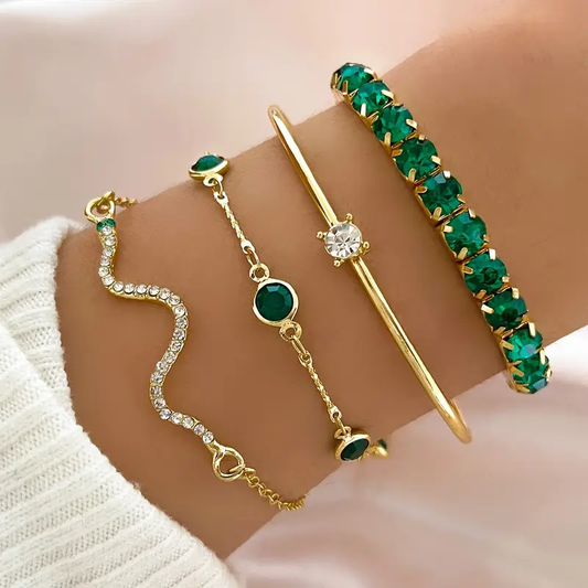 Set de Pulseras Vintage Circonia Verde
