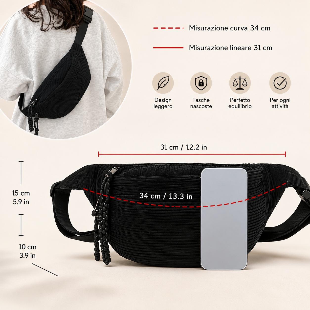 Petra | Bolso de hombro de pana