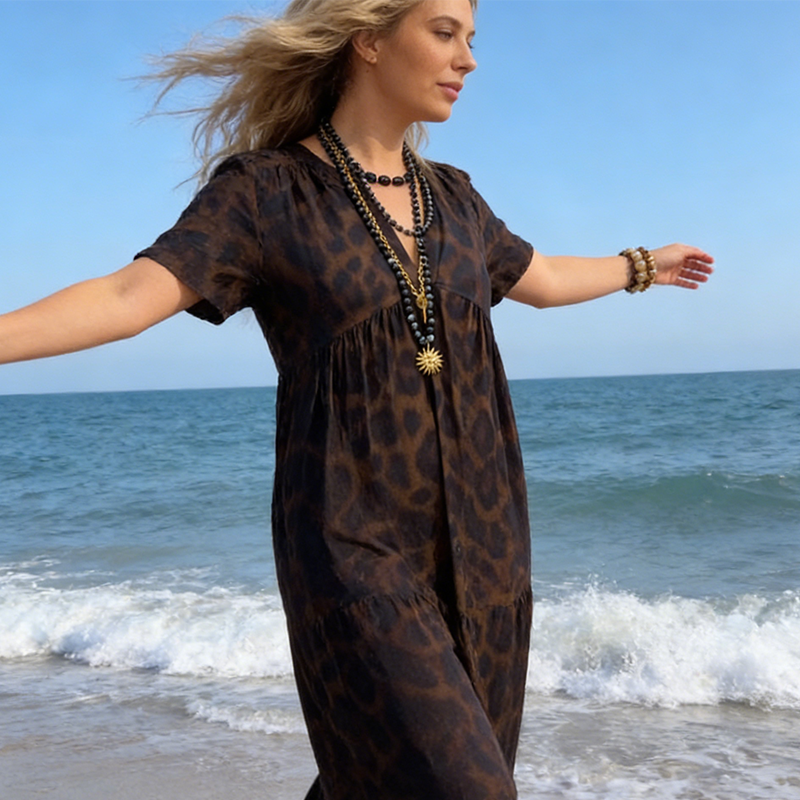 Fiora | Vestido largo de leopardo