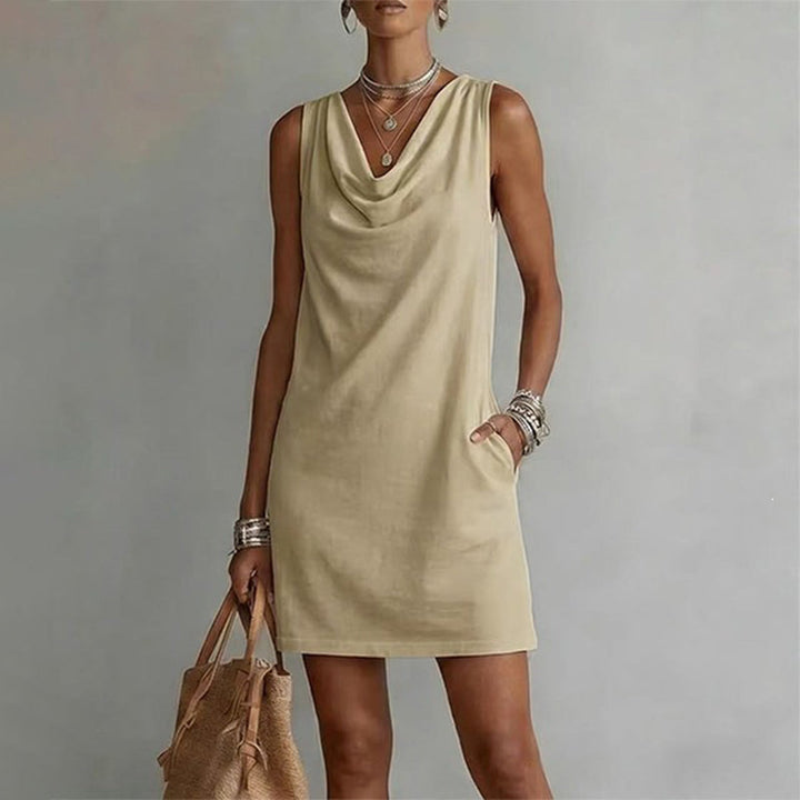 Vestido Elegante de Corte Slim con Escote Drapeado