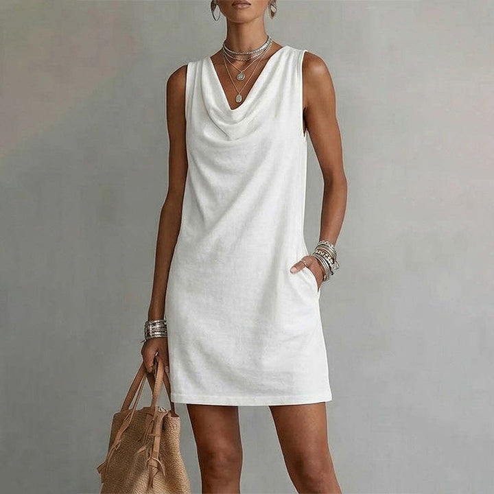 Vestido Elegante de Corte Slim con Escote Drapeado
