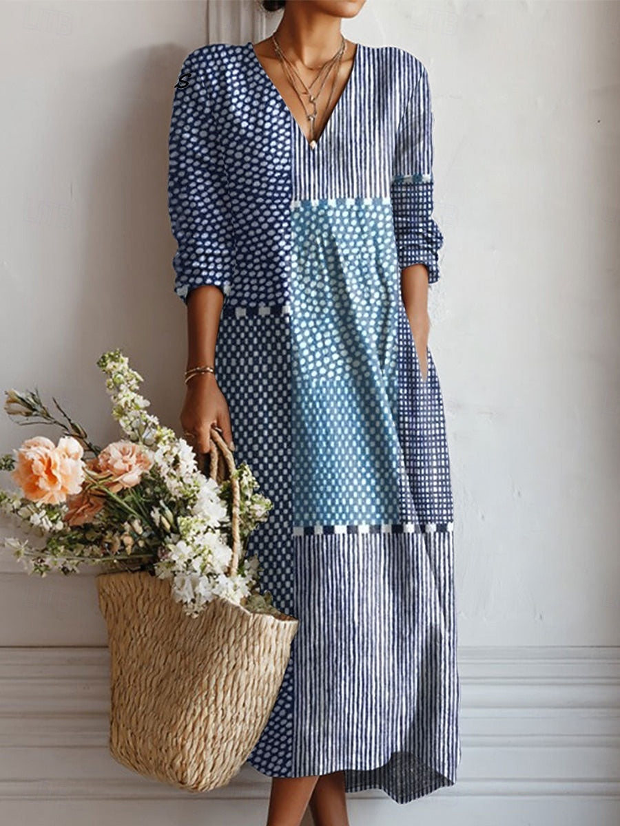 Clara | Vestido Largo Blue Mosaic